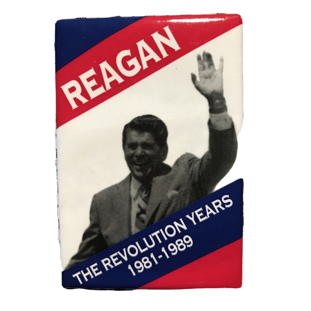 Collectible Political Pin Pinback Button 2 x 3" Reagan The Revolution Years 1981